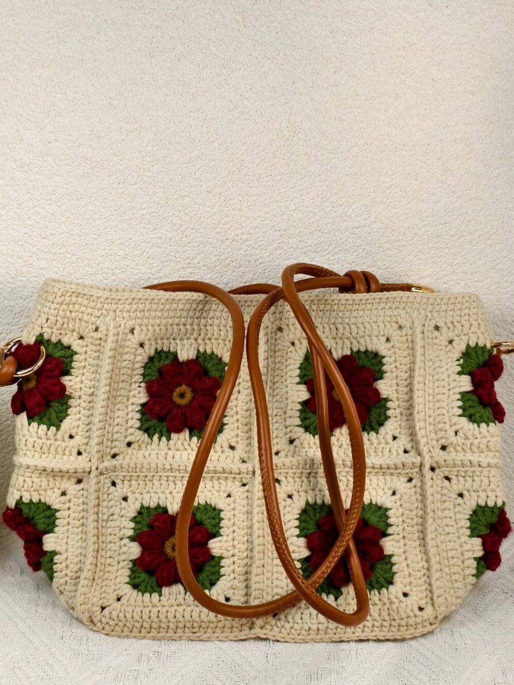 Handmade Crochet Bag Camellia Shoulder Handbag